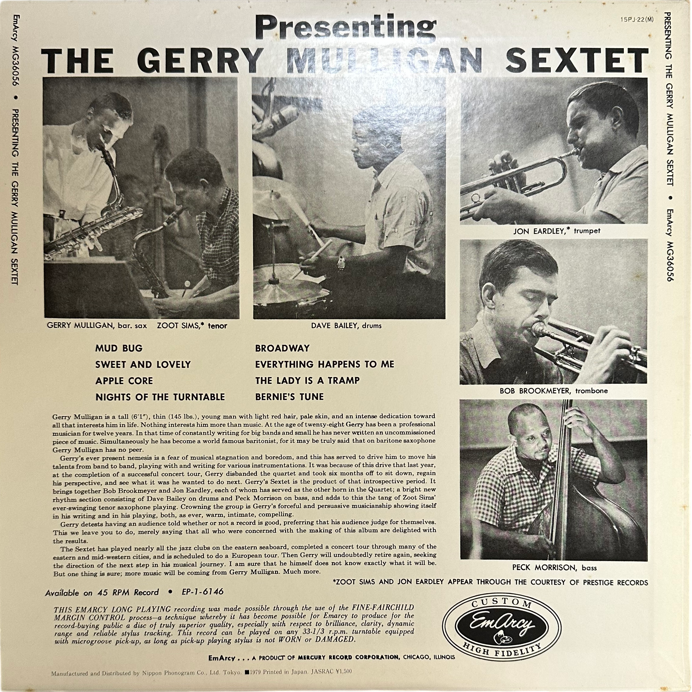 Gerry Mulligan And His Sextet — Presenting The Gerry Mulligan